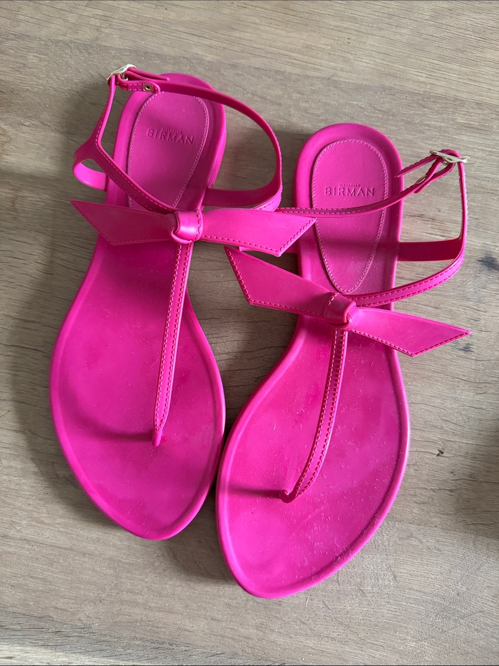 Alexandre Birman Bright Pink Bow T-Strap Sandals